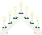 SPRINGOS 7 LED-es fa adventi gyertyatartó, meleg fehér, fehér