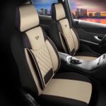 PANDA-CSC Huse auto universale din material textil Brusel bej-negru potrivite pentru HYUNDAI MATRIX