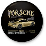 printfashion porsche turbo gold - Kitűző, hűtőmágnes - Fekete (17583883)