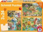 Schmidt Spiele Puzzle játék 3x 24 darabos Dinoszaurusz móka (56465)