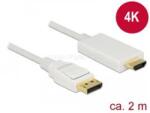 Delock Kábel Displayport 1.2 dugó > High Speed HDMI-A dugó passzív 4K 2 m (fehér) (DL83818) (DL83818)