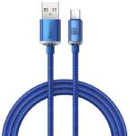 Baseus CRYSTAL SHINE adatkábel (USB - Type-C, 100W, PD gyorstöltő, 120cm, cipőfűző) SÖTÉTKÉK