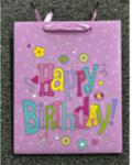 IRIS matt papírtasak Happy Birtday lila 26 x 32cm (370582) - officedepot