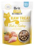 BRIT Care Raw Treat Freeze Dried Hair Skin Cat 40 g liofilizált csemege Hal és pulyka probiotikumokkal macskáknak