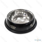  Fém tál gumitalppal kutyáknak fekete 21cm