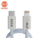 AVAX CB611LB MAGNETY 27W USBC-Lightning fonott mágneses töltőkábel, világoskék - 1m (AVAX CB611LB)