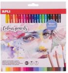 APLI Akvarell színes ceruza készlet, háromszögletű, ecsettel, APLI, 24 különböző szín (LCA18913) - tintasziget