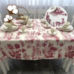 Pucioasa Fata de masa teflonata din bumbac, rotunda, diametru 140cm, peisaj vintage bordo Fata de masa