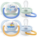 Philips SCF080/01 Ultra air játszócumi Text 0-6 hó fiús 2 db (949183)
