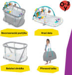 Baby Einstein Kiságy járókával és zongorával 3in1 Kick & Snooze 0hó+ (25124-1)