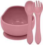  PETITE&MARS Szilikon 2 részes étkészlet TAKE&MATCH tál + evőeszközök Dusty Rose 6hó+ (VP-F171127)