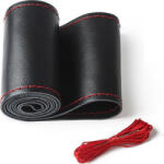 Giannis Mallis Husă Volan Auto Pe măsură cu Diametru 37-39cm Din Piele Negru cu Cusătură Roșie 10140RED (10140RED)