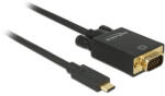 Delock Kábel USB Type-C Csatlakozó VGA Csatlakozó DP Váltakozó Mód Full HD 1080 p, 1 m, Fekete