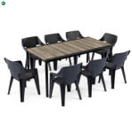 Keter Ravello Large 8+1 kerti bútor garnitúra szett kőris-fekete 260574_260564_8