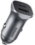 UGREEN CD130 autós töltő USB-A+PD 3.0 USB-C QC3.0 30W szürke (CD130)