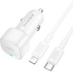 BOROFONE autós töltő BZ34A Cloud - Type C - PD 20W Type C - Lightning fehér