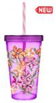 Solmazer IRIS Violet mintás pohár szívószállal 660ml 161448-012P (161448-012P) - emag