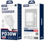 Jellico fali töltő EU53 PD 30W 1xUSB-C + kábel USB-C - USB-C Fehér