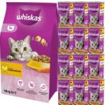 Whiskas Adult 14kg száraz táp finom csirkével + WHISKAS Adult 12x400 g nedves karma csirkével zselében
