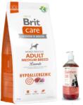 Brit BRIT CARE Kutya Hipoallergén Felnőtt Közepes fajtájú Bárány 12kg + Lab-V 100% lazacolaj minden korú kutyának és macskának 1000ml Hidegen sajtolt 1000ml