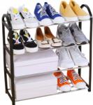 Easyform Cipősszekrény 4 Szintes Könyvespolc Rendszerező Állvány Fém Polc (CZARNY)