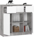 AKORD K100 Modern Komód Laminált Beton-Fehér 3 Fiókos (AKO-KOMMK1002D3SZ1PBETWEIPK) - platinashop