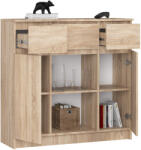 AKORD K100 Sonoma Tölgy Komód 3 Fiókkal és 2 Ajtóval (AKO-KOMMK1002D3SZ1PSONPK)