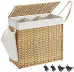 SONGMICS Rattan Hatású Szennyestartó Kosár 3 Rekesszel Természetes (EUZ-LCB363N01)