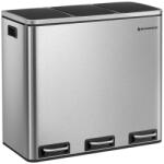 SONGMICS 3x18L Prémium Szelektív Hulladékgyűjtő Pedálos Szemeteskuka Puha Záródással Ezüst-Fekete (EUZ-LTB54NL)