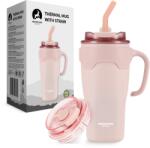 The Mountain Goat Cană termică cu pai 650 ml roz