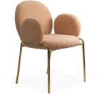 Chairs ON Scaun dining din material boucle pe cadru metalic auriu BUC 282 bej