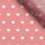 Takoy Puha tüll piros alapon 2 cm-es fehér szívecskék