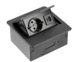 GTV Priza incorporabila in blat AVARO 1xSchuko, 2xUSB, negru mat (AE-PB1SAVA-20N)
