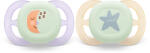 Philips Ортодонтични залъгалки за новородени Philips Avent Ultra Start Night 0-2 м, два броя дизайн луна/звезда