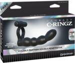 Pipedream - Fantasy C-Ringz Posable Partner Double Penetrator Black péniszgyűrű