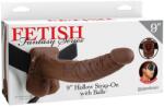 Pipedream 9" Hollow Strap-On with Balls Brown/Black felcsatolható eszköz