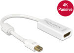 Delock Adapter Mini Displayport 1.2-Dugós Csatlakozó - HDMI-Csatlakozóhüvely 4K Passzív, 20Cm, Fehér