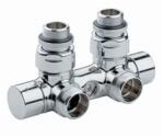 Lazzarini design radiátorhoz 3/4" eurokónuszos sarok előremenő és visszatérő radiátorszelep 50 mm-es csatl. , króm (386091)