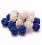 Iris 4616377 Gömb alakú fonott/rattan/4m/fehér + kék/20db LED-es/3xAA elemes fénydekoráció (MEN-R1-22279)