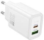 hoco. N61 hálózati töltő USB+Type-C aljzat 20W, PD gyorstöltő 3.0, FEHÉR N61_W (N61_W)