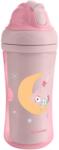 KikkaBoo Чаша със силиконовa сламка Kikkaboo - Moony me, 220 ml, Pink (31302030079)