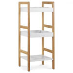 Artium Dr-013-3 Három Részes Tároló Állvány Bambuszból Natúr Színben, Fehér Mdf Polcokkal. Teherbírás: 9 kg Belföldi Raktárról (r-DR-013-3)