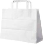  Papírtáska szalagfüles, papírszatyor 32x28+20cm fehér, fekvő (SZID-02383)