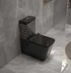  Set vas wc , montare pe podea, rimless, evacuare laterala, negru gri 64 x 36 x 80 cm T2079BS (A054)