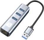 TECHLY IDATA USB-ETGIGA3AA dokkoló állomás és port replikátor Vezetékes USB 3.2 Gen 1 (3.1 Gen 1) Type-A Fekete, Ezüst (TLY_366907) (TLY_366907)