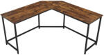 VASAGLE ALINRU L-alakú Számítógépasztal Ipari Stílusú Sarokíróasztal Rusztikus Barna-Fekete