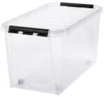 SMARTSTORE Műanyag tárolódoboz, 70 liter, fekete fogantyúkkal, 'Classic 70', átlátszó (CSDSMART49) (CSDSMART49)