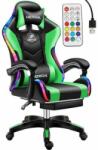Likeregal 920 LED masszázs gamer szék lábtartóval zöld
