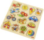 Goki 57576 - Puzzle cu cuie - Cal balansoar, Minge (57576) Puzzle