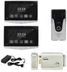 PNI Kit videointerfon PNI DF780 cu 2 monitoare, ecran 7 inch, slot card, comanda 2 porti, inregistrare miscare eveniment - comenzi
